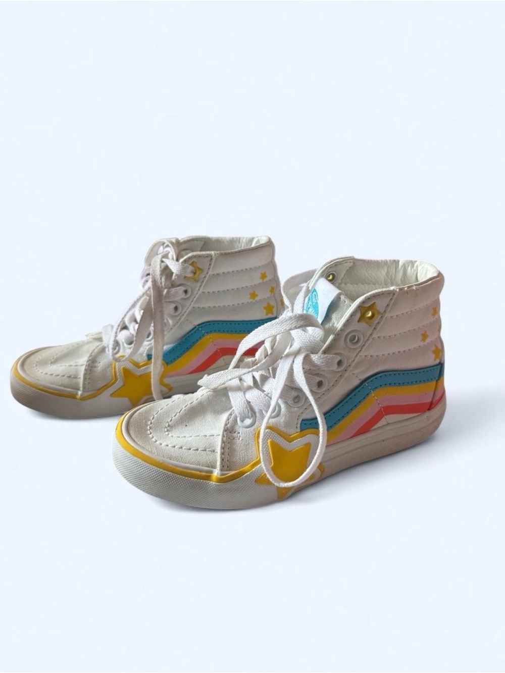 Vans Sk8-Hi US Youth White Rainbow Shooting Star High Top Sneakers Shoes